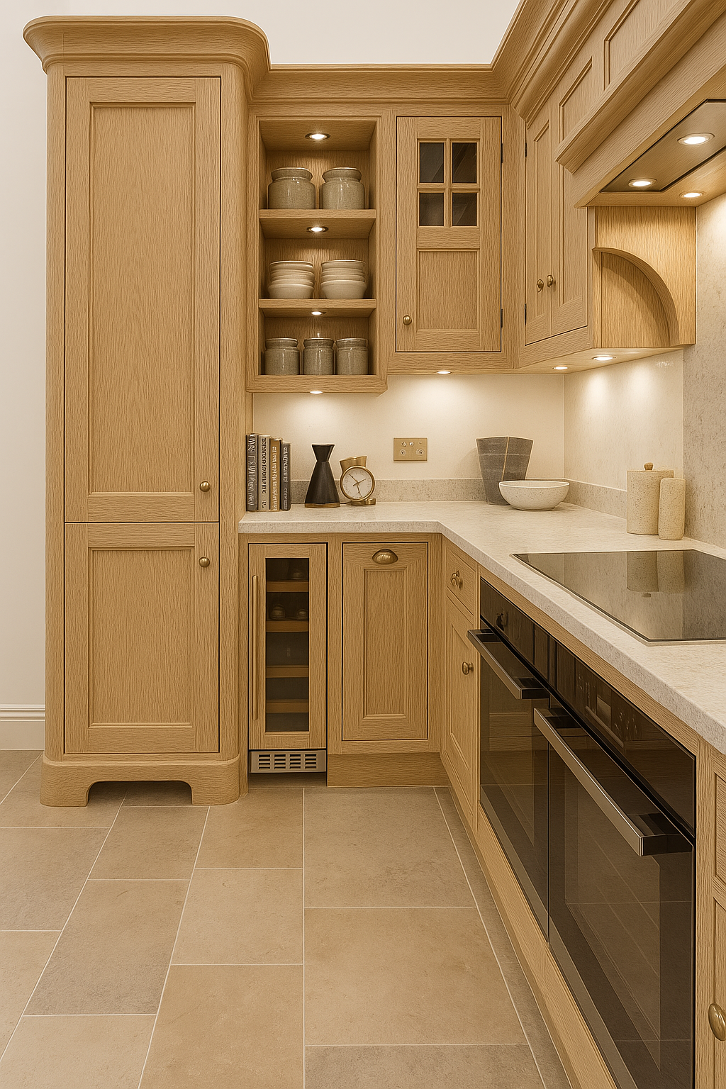 Custom kitchen cabinetry finished in Retique It's Pickled Oak grained kit, showcasing a smooth, light wood grain texture that enhances the natural beauty of the cabinets with a modern, farmhouse-style appeal. Ideal for DIY kitchen makeovers using eco-friendly furniture paint and wood finish.