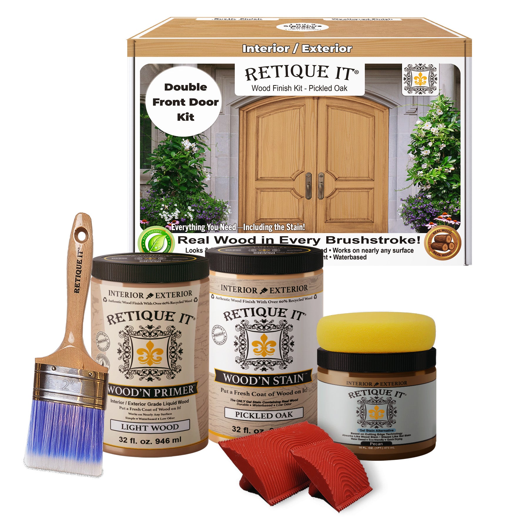 Wood'n Finish Front Door Kit (Double) - Pickled Oak