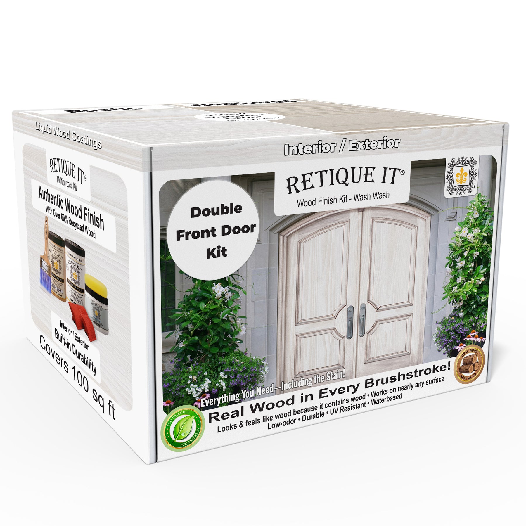 Wood'n Finish Front Door Kit (Double) - White Wash
