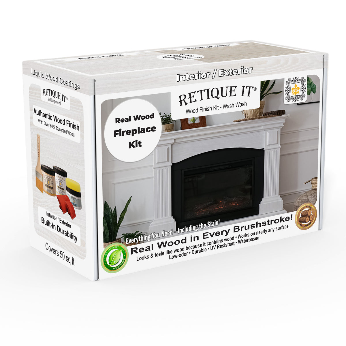 Fireplace Wood'n Finish Kit (Full Fireplace) - White Wash