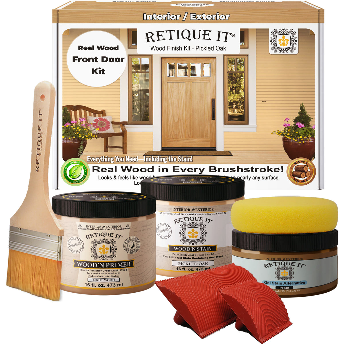 Wood'n Finish Front Door Kit - Pickled Oak