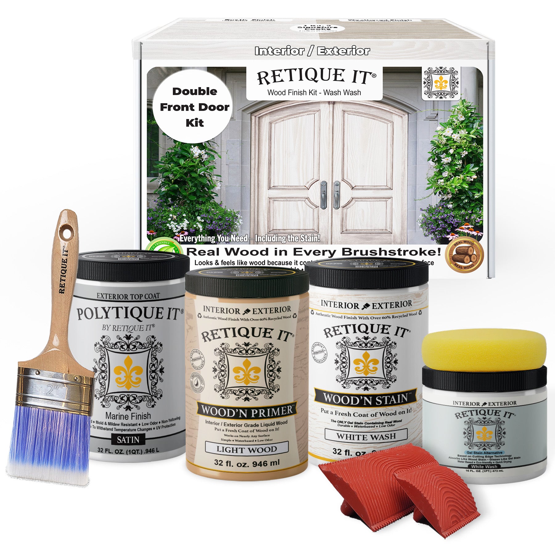 Wood'n Finish Front Door Kit (Double) - White Wash