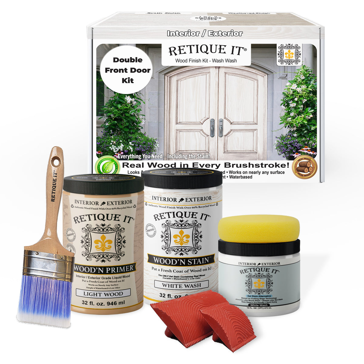 Wood'n Finish Front Door Kit (Double) - White Wash