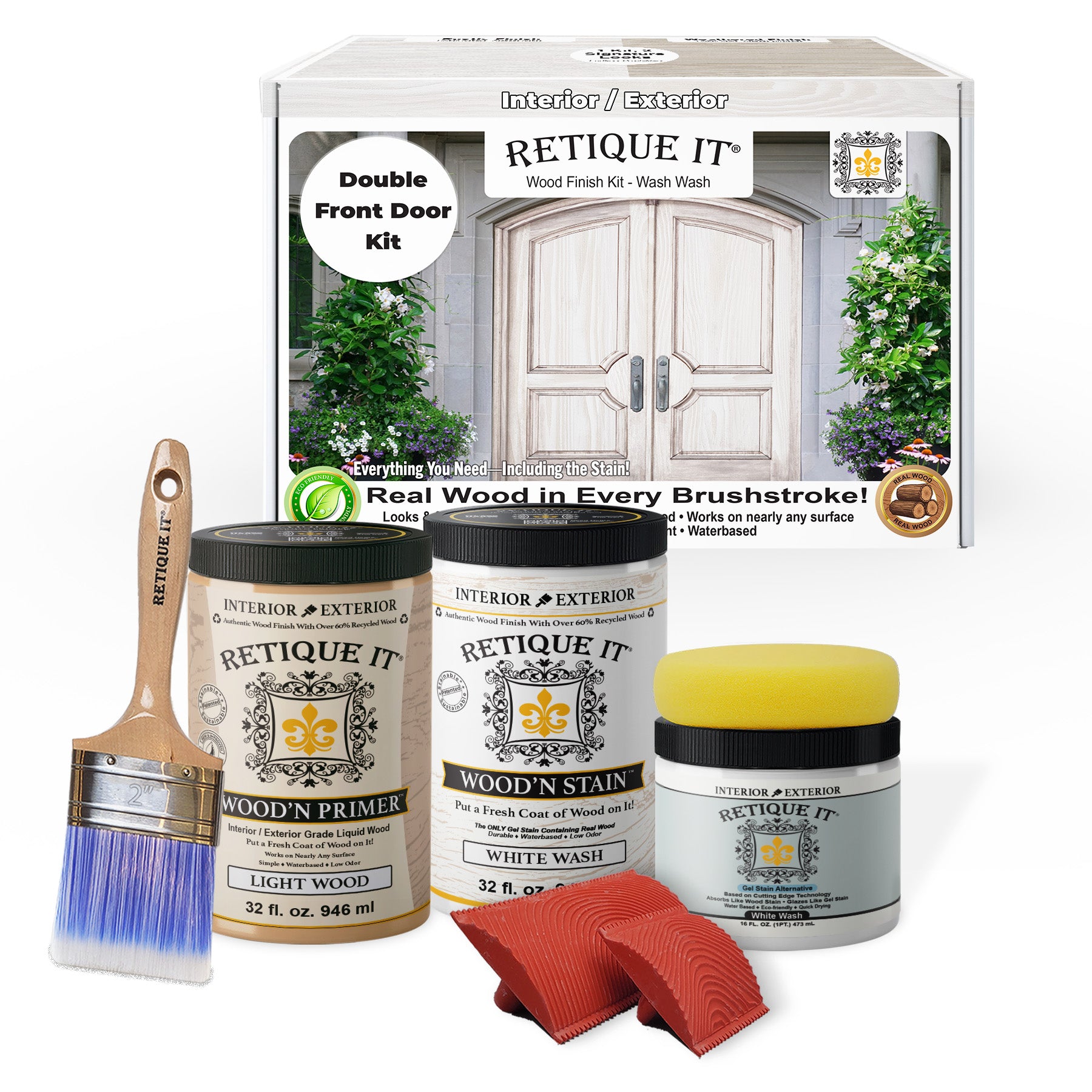 Wood'n Finish Front Door Kit (Double) - White Wash