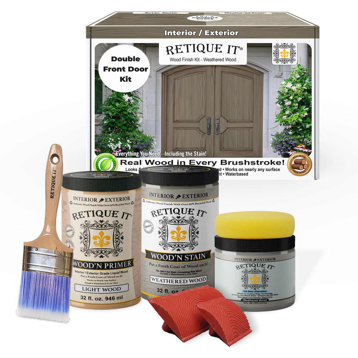 Wood'n Finish Front Door Kit (Double) - Weathered Wood