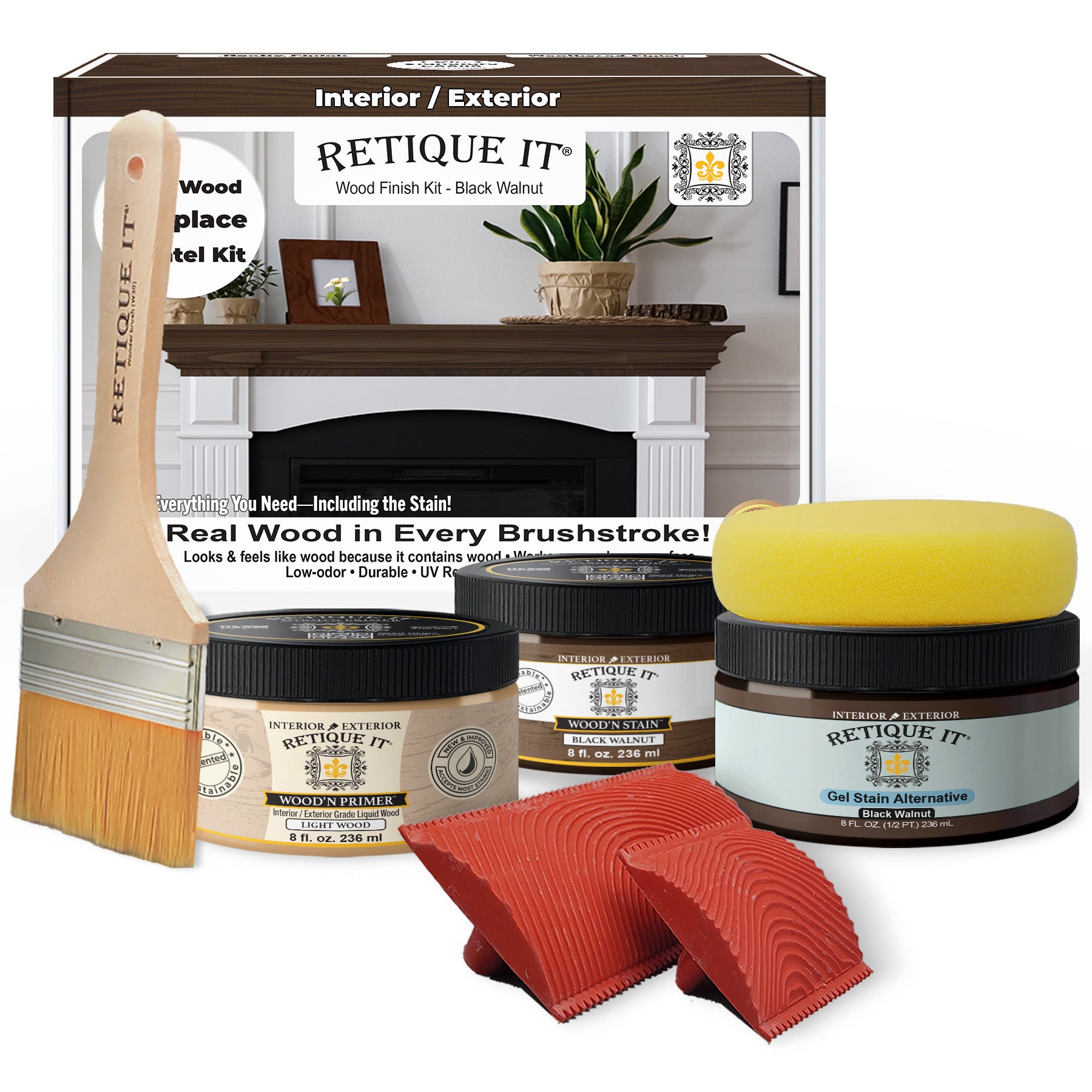 Fireplace Mantel Wood'n Finish Kit - Black Walnut