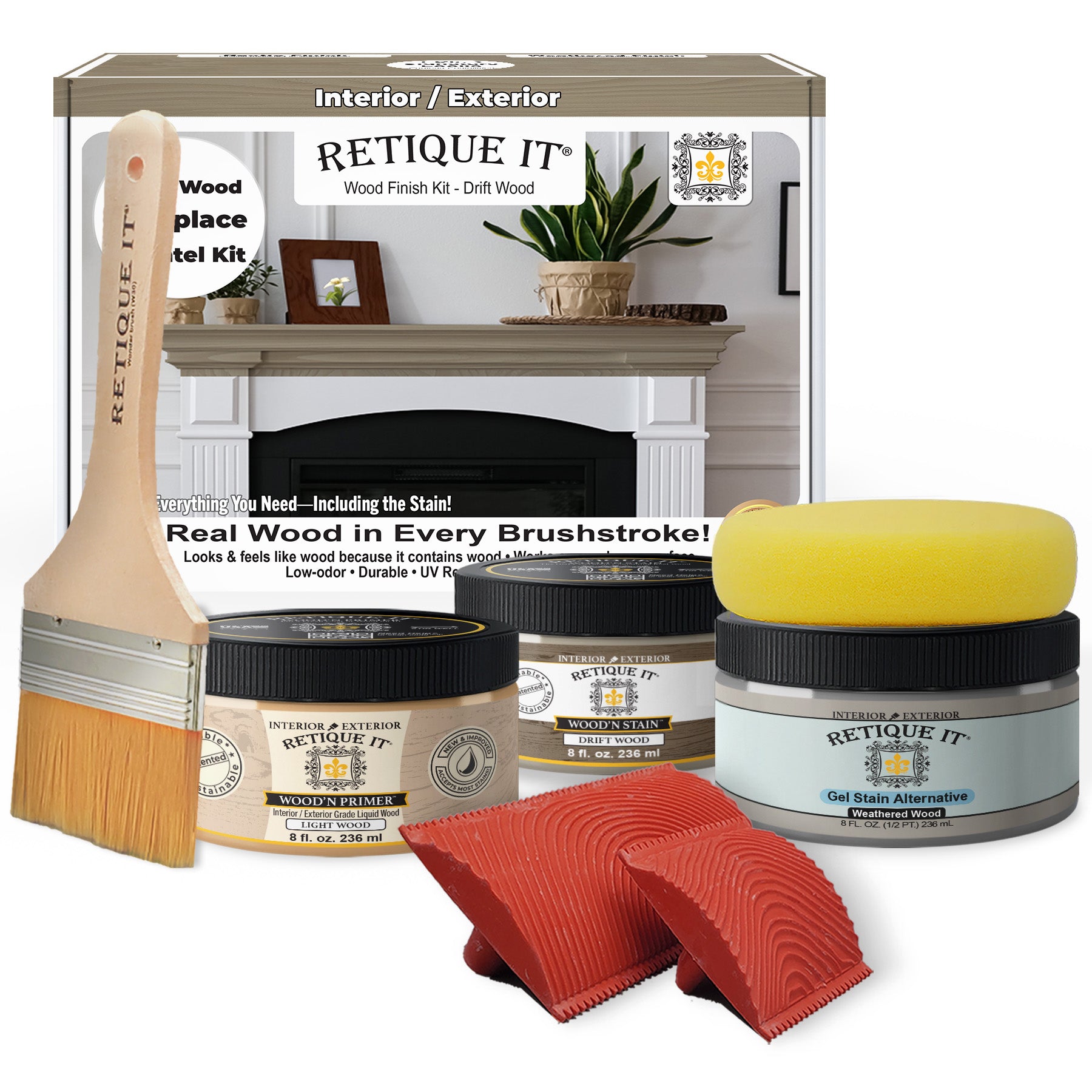 Fireplace Mantel Wood'n Finish Kit - Drift Wood