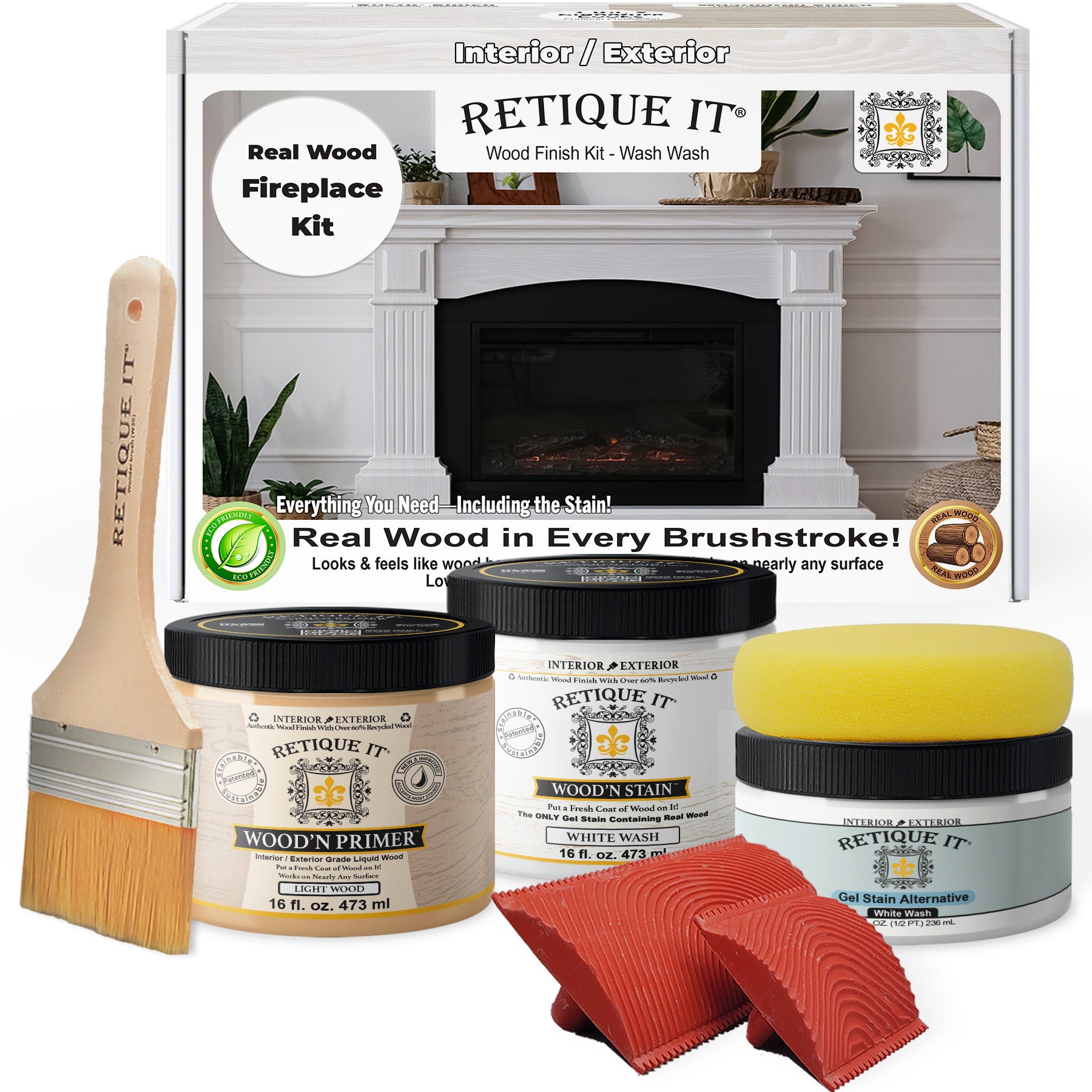 Fireplace Wood'n Finish Kit (Full Fireplace) - White Wash