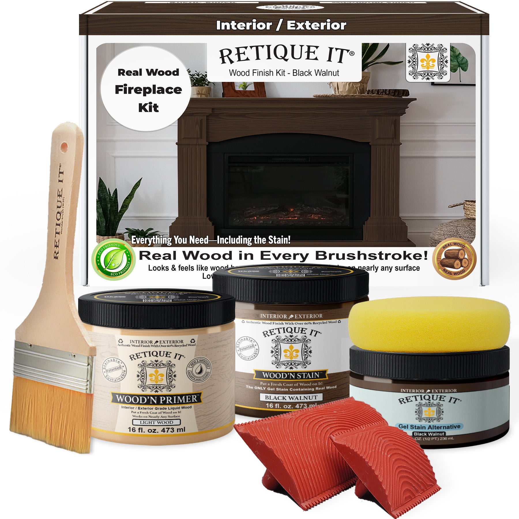 Fireplace Wood'n Finish Kit (Full Fireplace) - Black Walnut