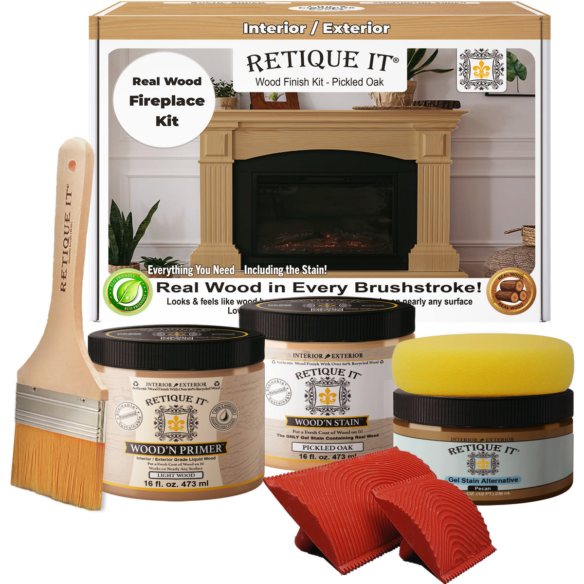 Fireplace Wood'n Finish Kit (Full Fireplace) - Pickled Oak