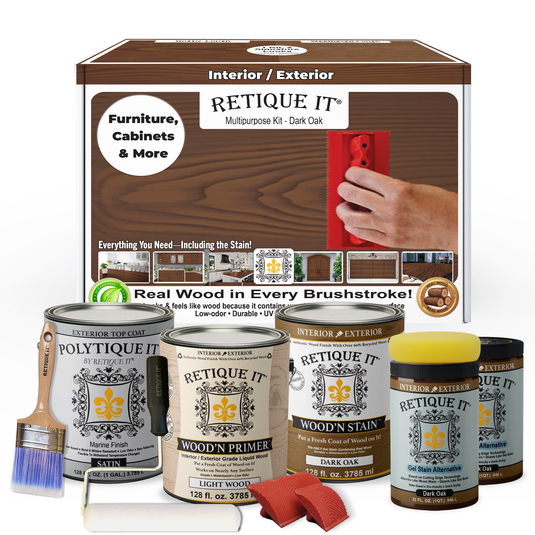 Multi-purpose Smooth Wood'n Finish Kit (4x Lg) - Dark Oak - Exterior Top Coat