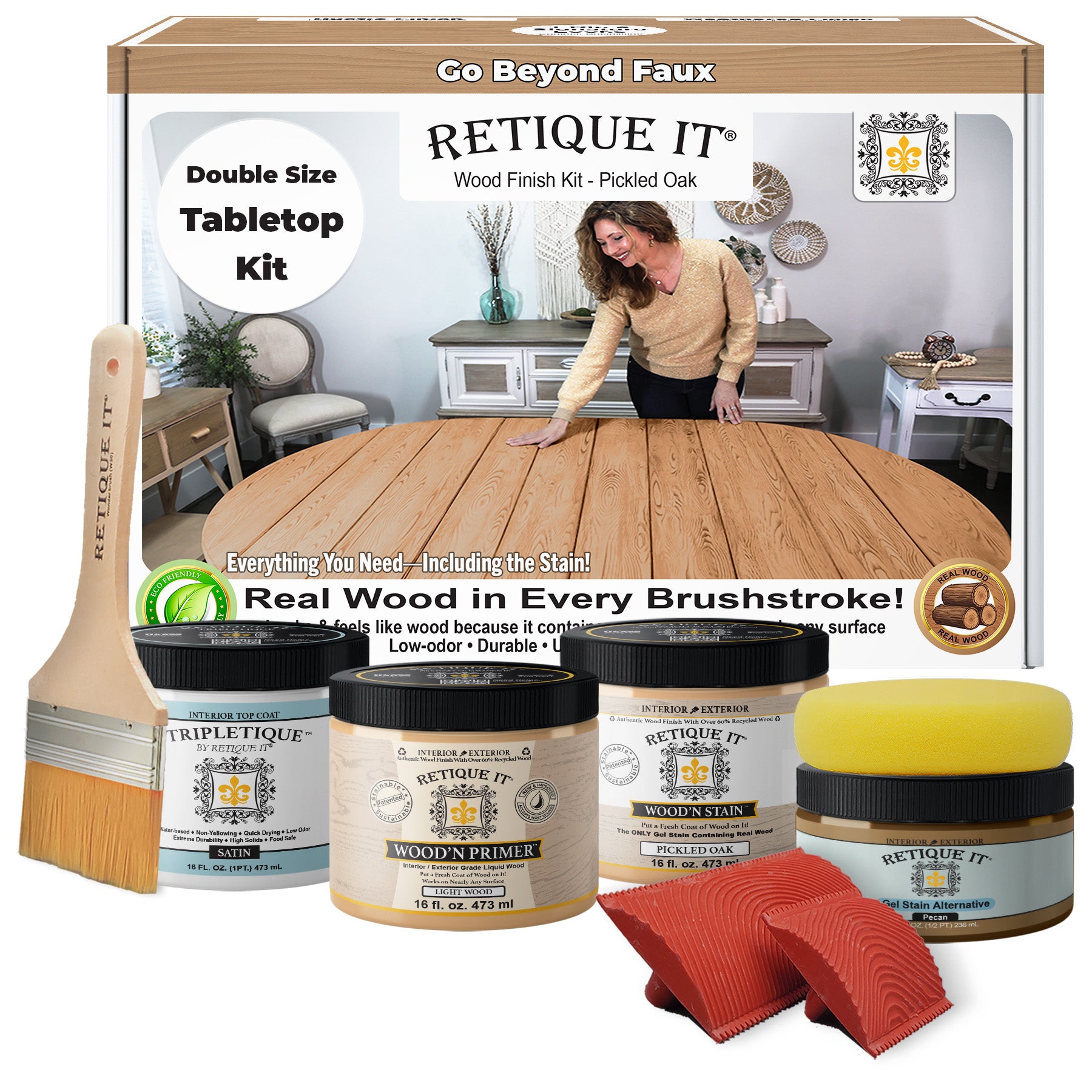 Tabletop Wood'n Finish Kit (Double Size) - Pickled Oak