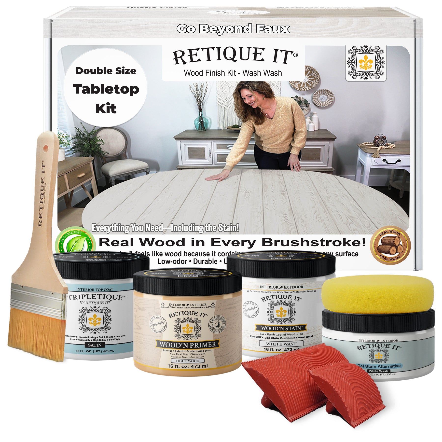 Tabletop Wood'n Finish Kit (Double Size) - White Wash