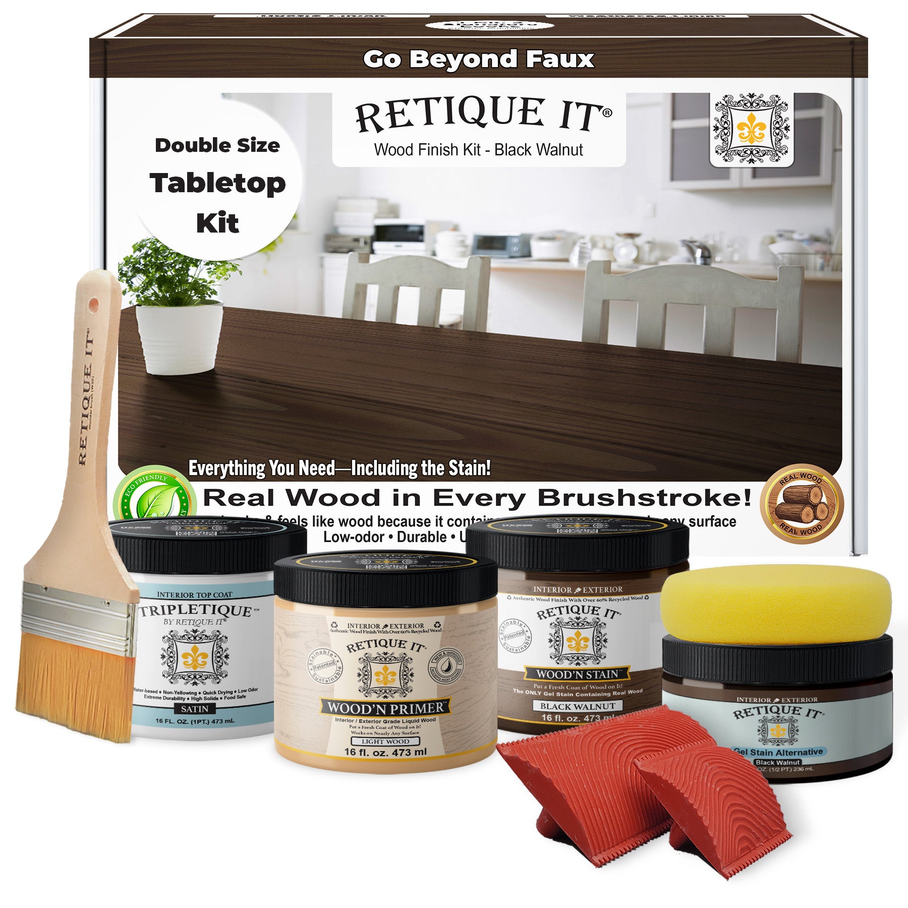 Tabletop Wood'n Finish Kit (Double Size) - Black Walnut