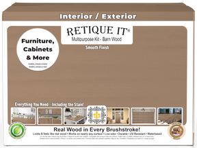 Retique It Barn Wood Multi-purpose Smooth Finish Kit with 4 large exterior top coat containers and wood finishing accessories