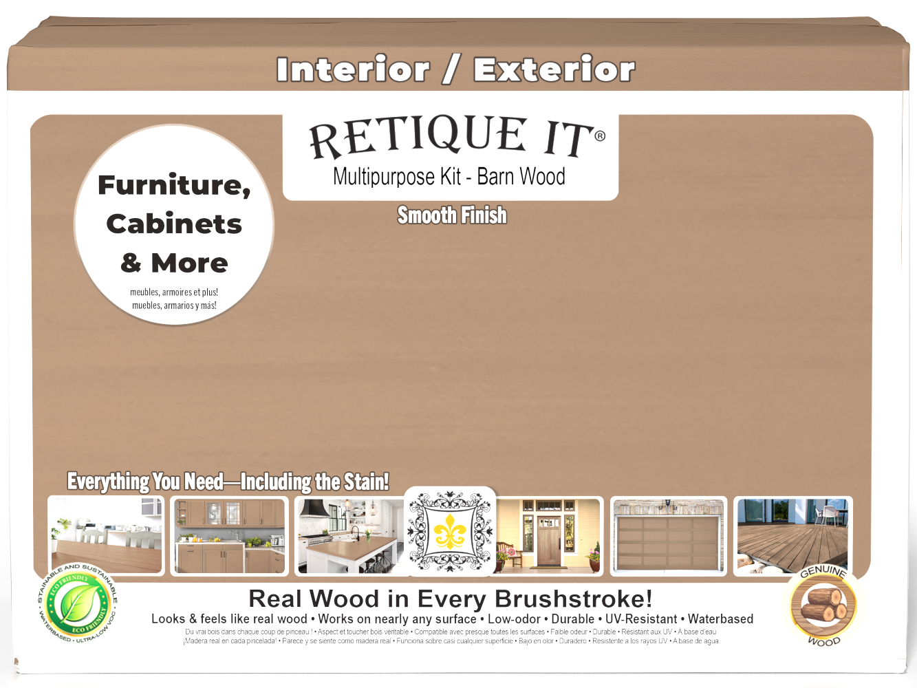Large Barn Wood Multi-purpose Smooth Finish Kit by Wood'n Finish Kits from Retique It®, includes tools and materials for wood finishing.