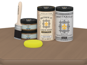 Large Barn Wood Multi-purpose Smooth Finish Kit by Retique It® for exterior top coat, includes matte wood finish application tools.