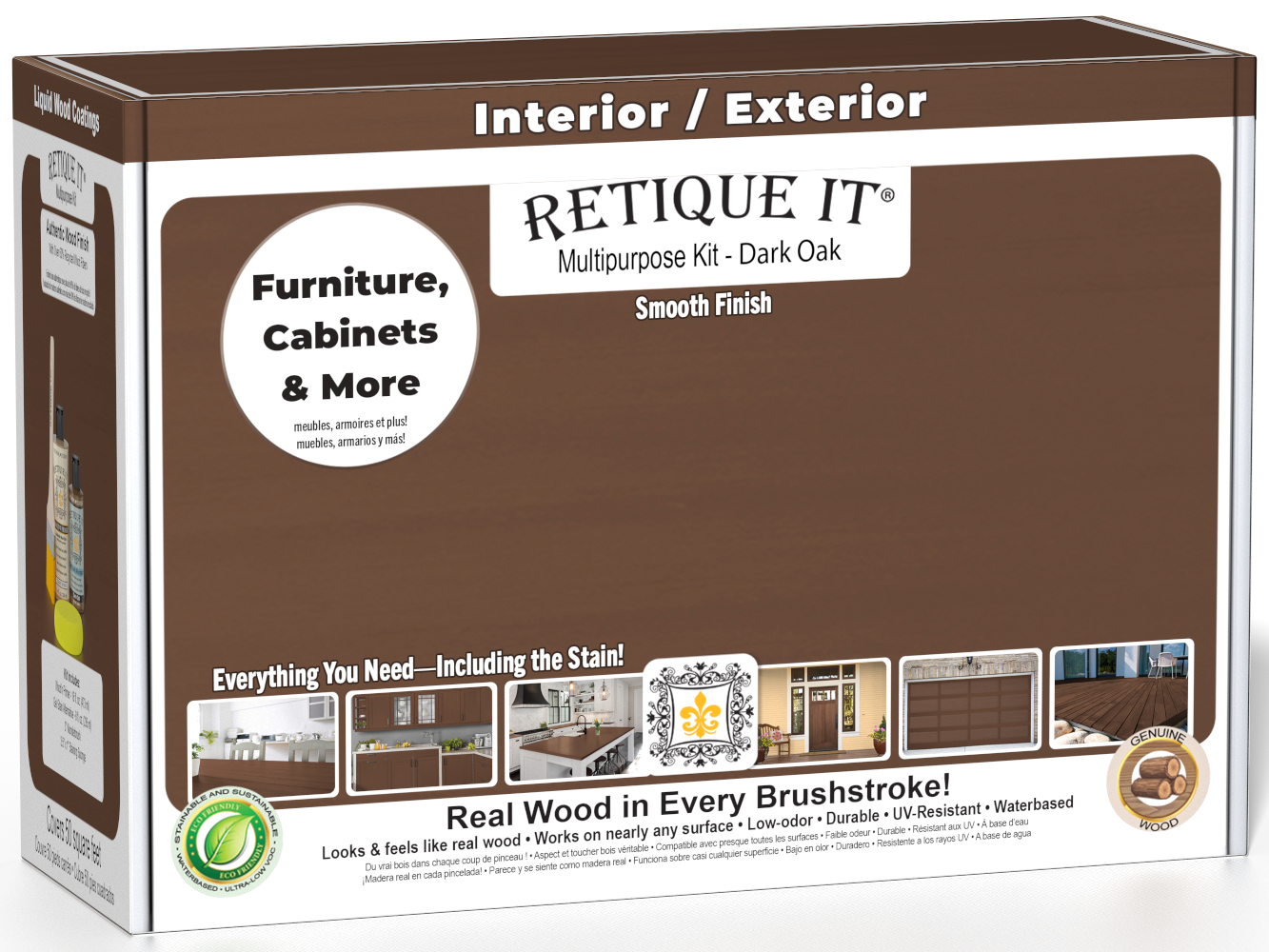 Retique It® Multipurpose Kit - Dark Oak packaging featuring furniture, cabinets, and more.