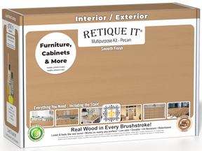 Retique It® Pecan Multipurpose Kit box for interior and exterior furniture, cabinets, and more, featuring a smooth real wood finish.