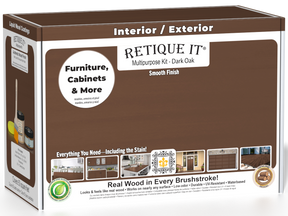 Retique It® Dark Oak Multipurpose Kit box for interior and exterior furniture, cabinets, and more, featuring a smooth real wood finish.