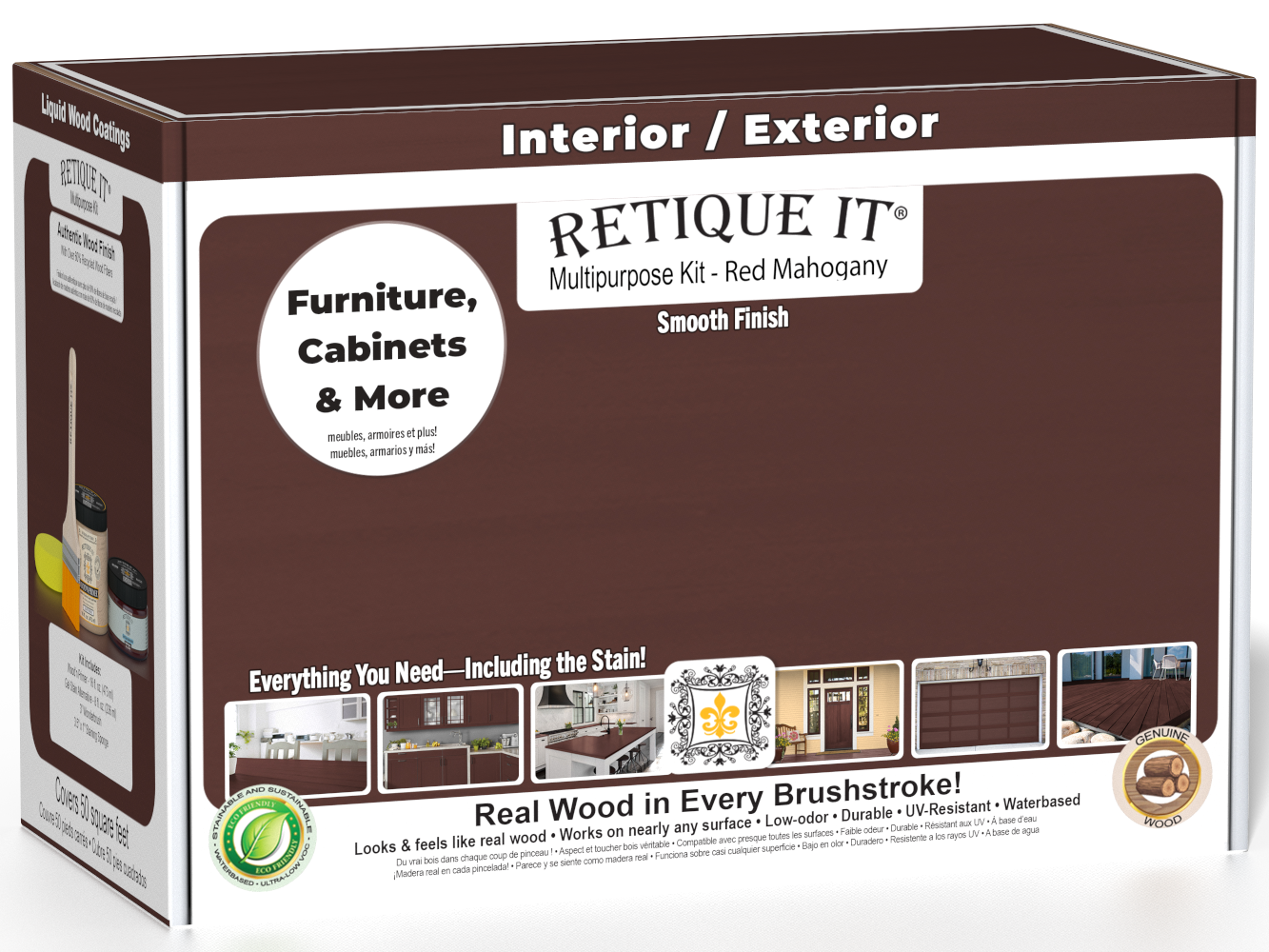 Retique It® Red Mahogany Multipurpose Kit box for interior and exterior furniture, cabinets, and more, featuring a smooth real wood finish.