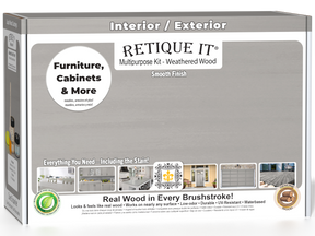Retique It® Weathered Wood Multipurpose Kit box for interior and exterior furniture, cabinets, and more, featuring a smooth real wood finish.