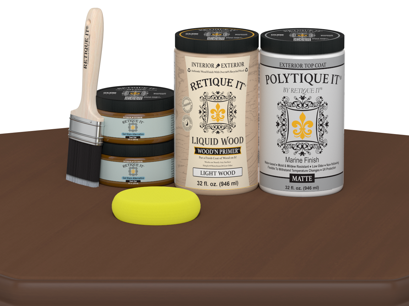 Wood'n Door Smooth Finish Kit (Double Door) - Dark Oak — Matte kit contents