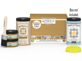 Retique It® large Multi-purpose Smooth Finish Kit in Old Oak for interior wood top coating, includes applicator tools and wood stain.