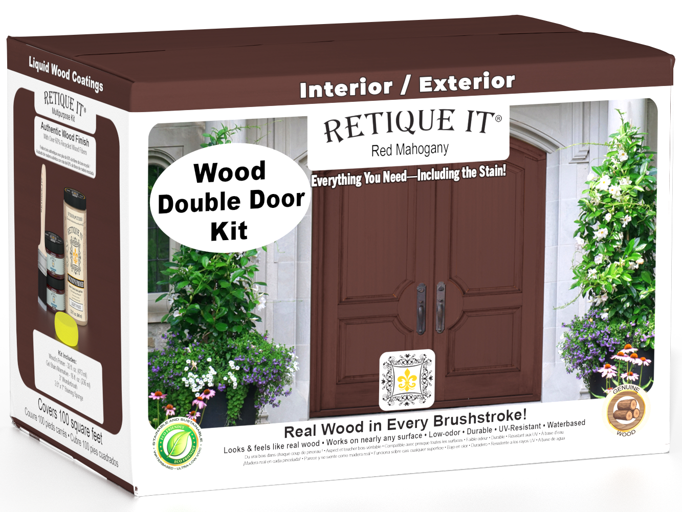 Wood'n Door Smooth Finish Kit (Double Door) - Red Mahogany