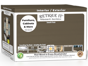 Retique It Black Walnut Multi-purpose Smooth Finish Kit with exterior top coat, matte black walnut wood finish, 4-piece set