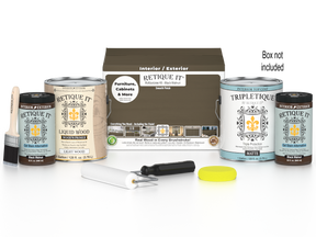 Retique It® Multi-purpose Smooth Finish Kit in Black Walnut for interior wood projects, includes four large top coat bottles.