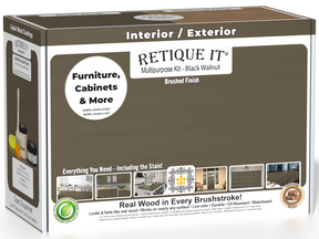 Retique It® Multi-purpose Smooth Finish Kit in Black Walnut with interior top coat in matte for wood furniture or surfaces.