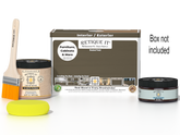 Retique It® Black Walnut Multi-purpose Smooth Finish Kit (Med) with applicator brushes and finishing tools inside the box.