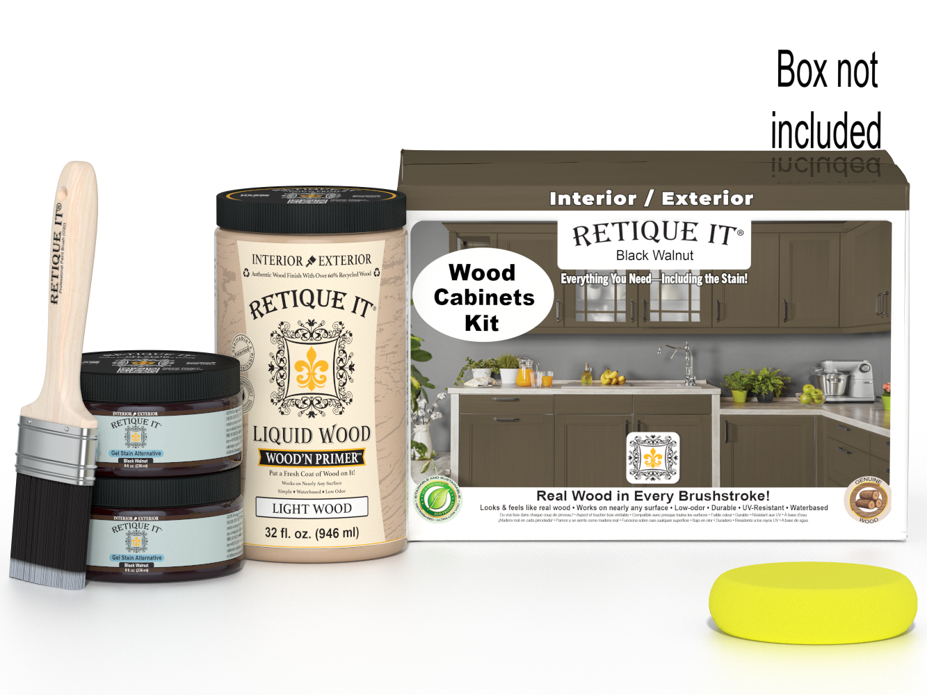 Black Walnut Wood'n Cabinet Kit with 12 smooth doors from Retique It®, designed for stained cabinet projects.