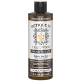 Retique It® Liquid Wood Wood'n Stain in Black Walnut, 8 oz bottle, showcasing dark walnut wood stain for furniture and crafts.