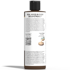 Retique It® Liquid Wood Wood'n Stain in 8 oz Black Walnut, showing the dark stain applied to wood for a rich finish.