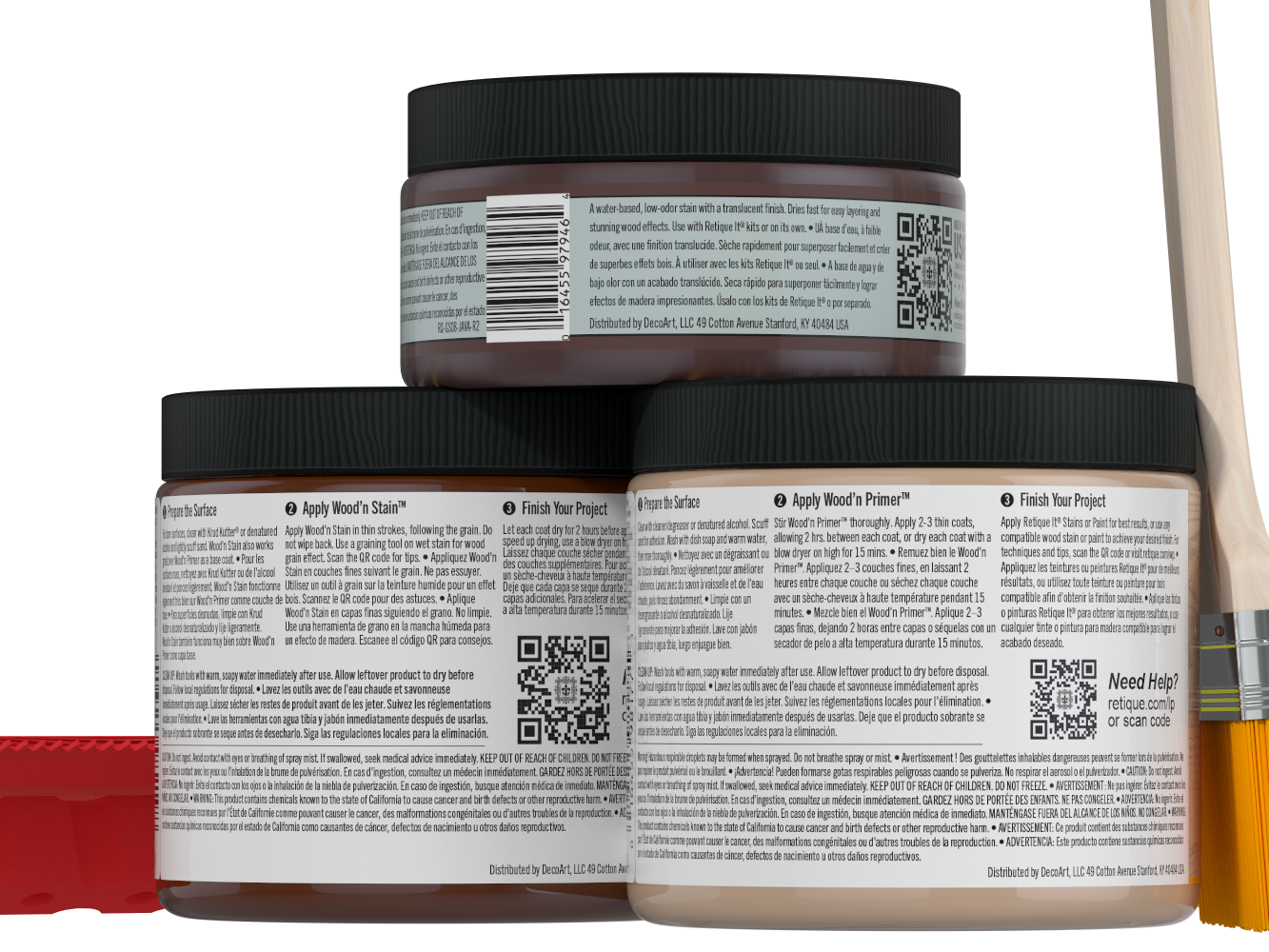 Retique It® Wood'n Finish Kit in Java for multi-purpose wood finishing, showing the kit components and Java-colored wood sample.