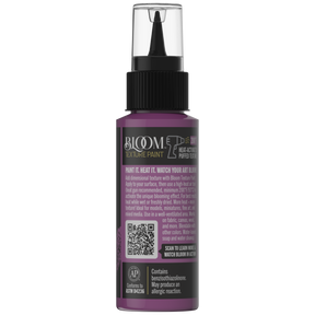 DecoArt Bloom Texture Paint in Mystic Plum, rear product packaging view