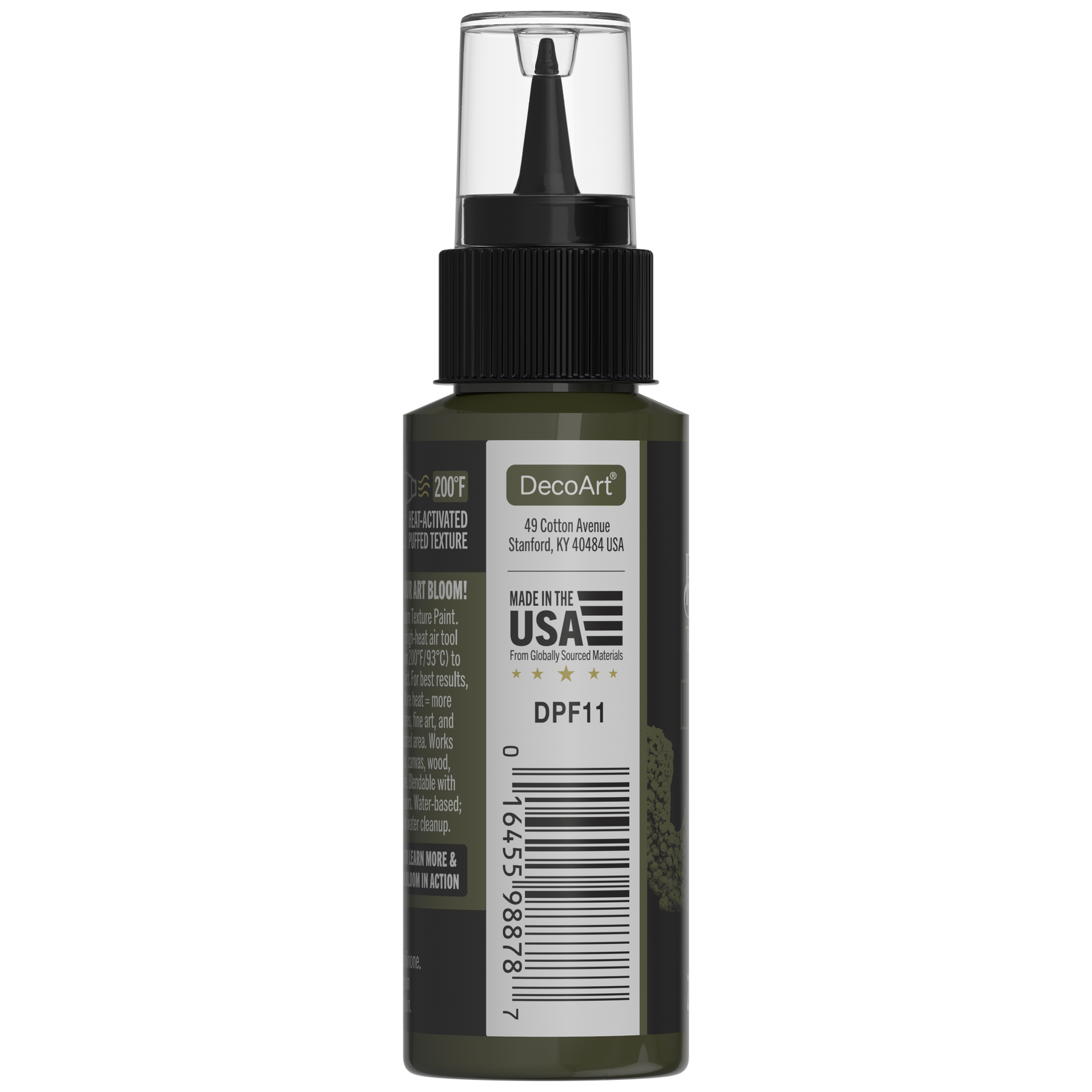 DecoArt Bloom Texture Paint in Meadow Veil, shown in a product container