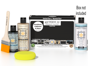 Retique It® Multi-purpose Smooth Finish Kit in classic black with interior top coat gloss, includes wood finish tools and supplies.