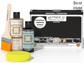Retique It® Multi-purpose Smooth Finish Kit in classic black, includes wood finish tools and supplies for furniture finishing.