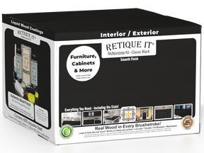 Retique It Multi-purpose Smooth Finish Kit in classic black with exterior top coat and matte finish for wood projects.