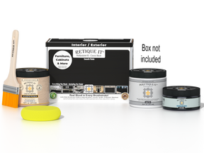 Retique It Multi-purpose Smooth Finish Kit in classic black for wood exterior top coat, includes application tools and components.