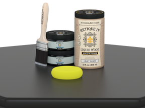 Large black wood finish kit from Retique It® for smooth, multi-purpose wood finishing projects, shown in a tabletop image.