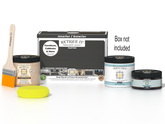 Retique It® wood finish kit with charcoal-colored interior top coat, includes multiple products for a smooth, professional finish.
