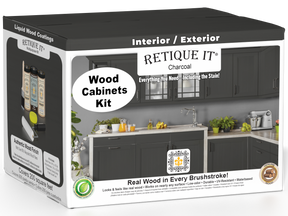 Retique It® Wood'n Cabinet Kit with 24 smooth charcoal stained cabinet doors, designed for DIY furniture updates.
