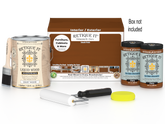 Retique It® wood finish kit with four large cherry-colored smooth finish bottles for multi-purpose wood projects.