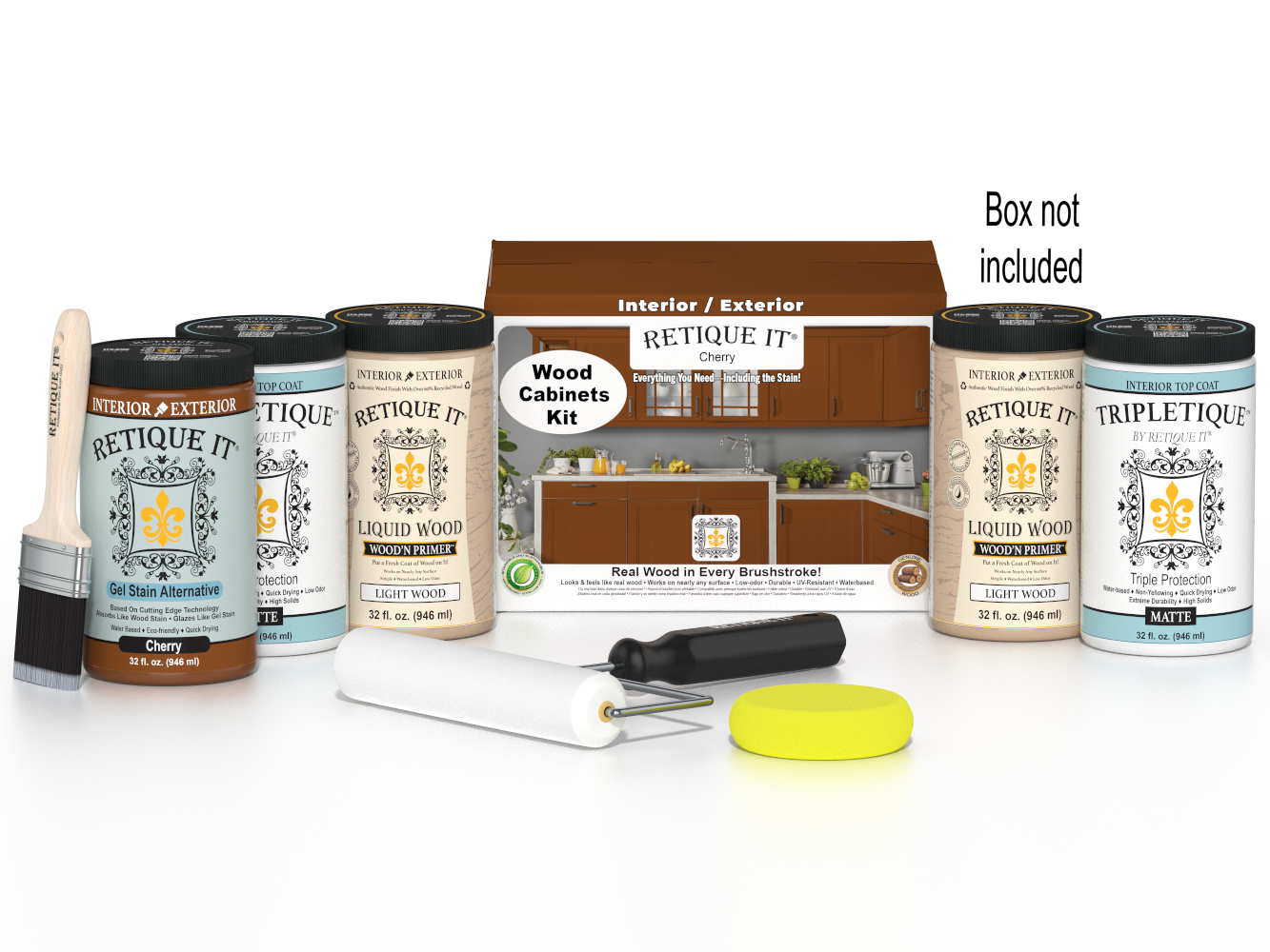 Cherry Wood'n Cabinet Kit by Retique It® with 24 smooth doors, perfect for staining and cabinet renovation projects.