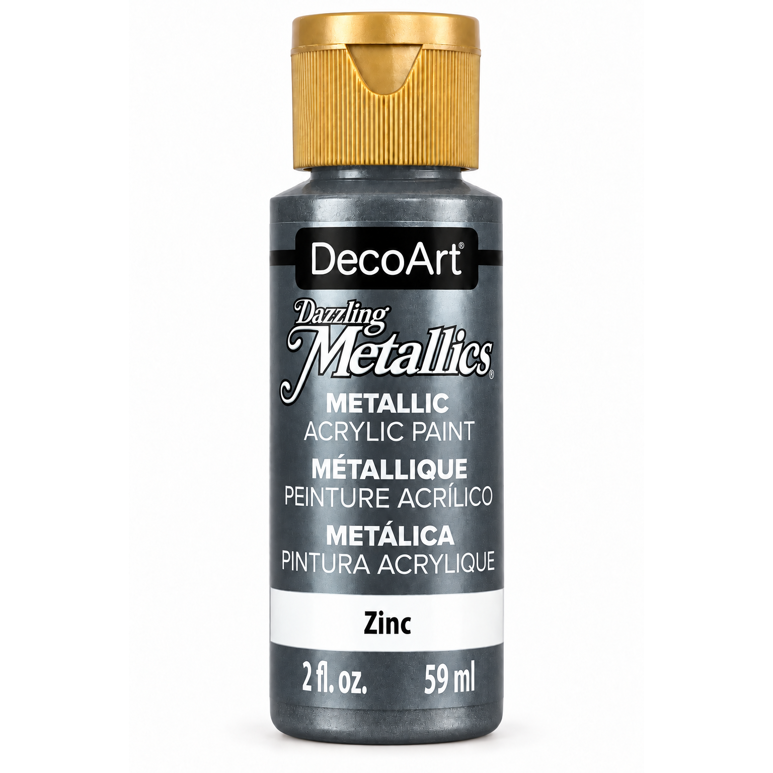 DecoArt Dazzling Metallics Zinc acrylic paint, 2 oz bottle