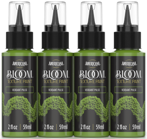 Retique It® Bloom Texture Paint 4-pack in Verdant Pulse with textured finish, shown in a close-up of the colorful paint containers.